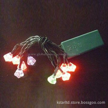 2AA battery lights, 10L LED multi-color double flash+diamond